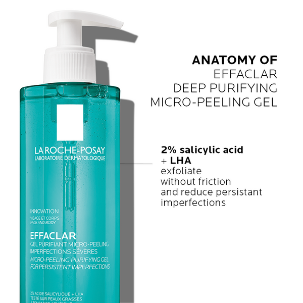 LA ROCHE POSAY EFFACLAR
GEL PURIFIANT MICRO-PEELING
IMPERFECTIONS SÉVÈRES
MICRO-PEELING PURIFYINGCE
FOR PERSISTENT IMPERFECTONS